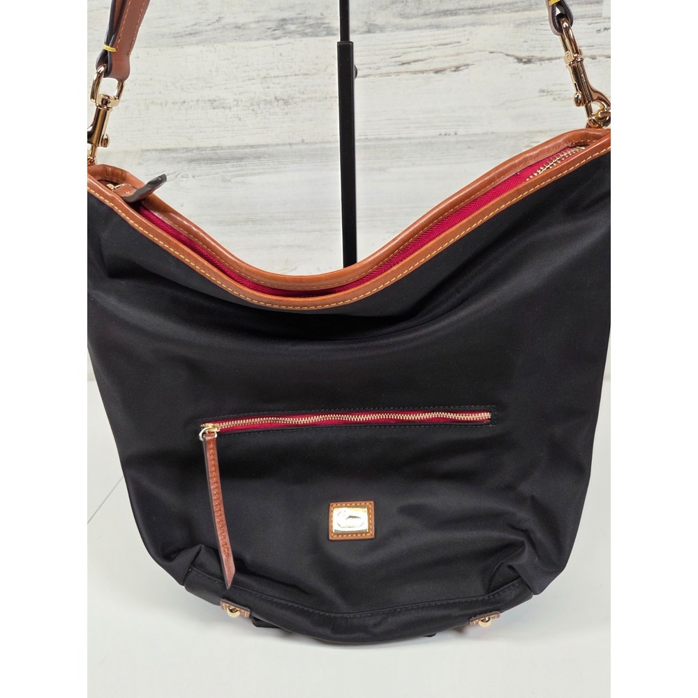 Dooney & Bourke Nylon Shoulder Bag Black with Brown Leather Trim NWOT